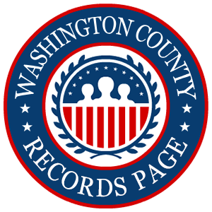 A round, red, white, and blue logo with the words 'Washington County Records Page' in relation to the state of Florida.